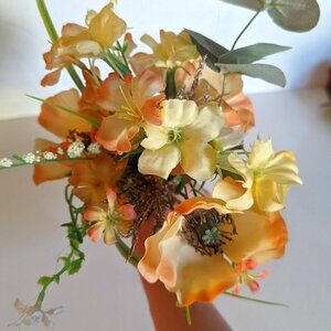 NWT Rustic Farmhouse Faux Floral Poppy Wildflowers Bouquet Wedding Summer Decor